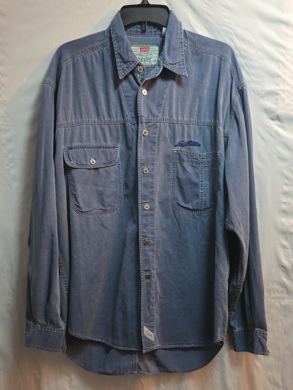 Vintage Levi's Denim Shirt Men's Large Blue 100% Cotton Western Workwear Grunge